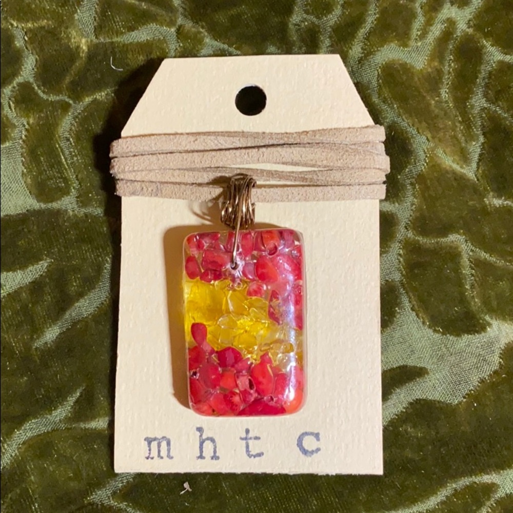 Leather Resin Charm Necklace